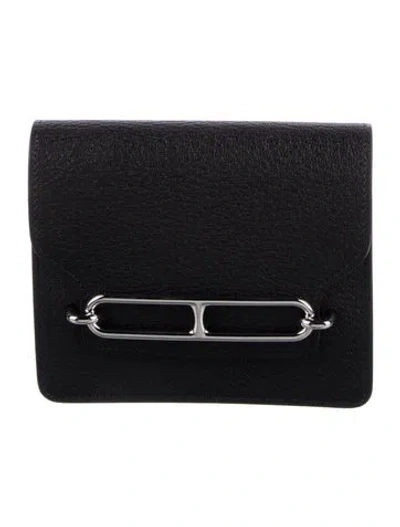 Pre-owned Hermes Roulis Slim Wallet In Black