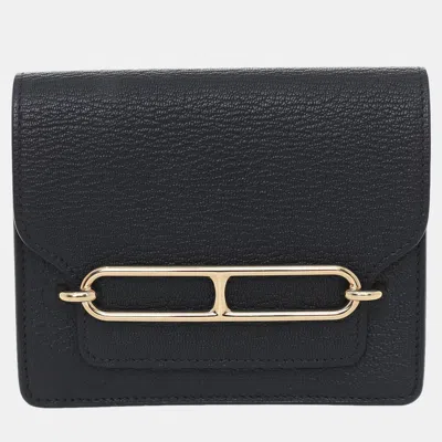 Pre-owned Hermes Roulis Slim Wallet In Black