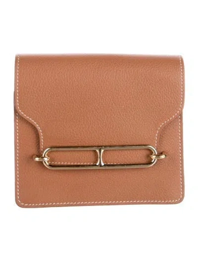 Pre-owned Hermes Roulis Slim Wallet In Brown
