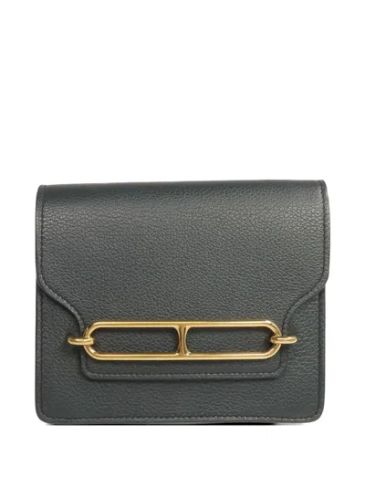 Pre-owned Hermes Roulis Slim Wallet In Green