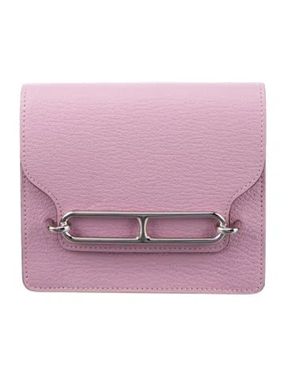 Pre-owned Hermes Roulis Slim Wallet In Pink