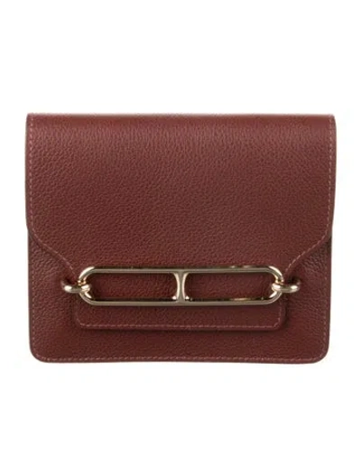 Pre-owned Hermes Roulis Slim Wallet In Red