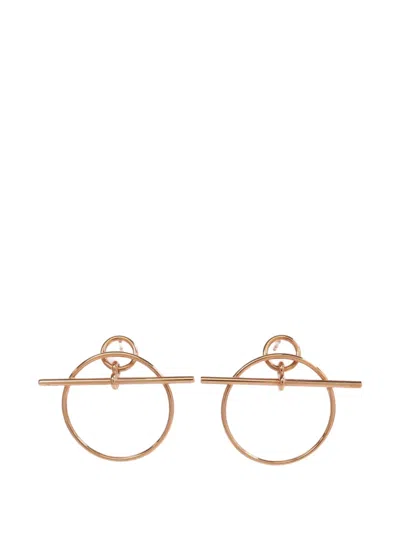 Pre-owned Hermes Round-shape Loop Earrings In Pink