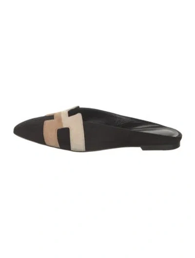 Pre-owned Hermes Roxane H Logo Mules In Black
