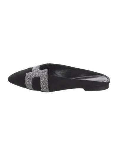 Pre-owned Hermes Roxanne Suede Mules In Black
