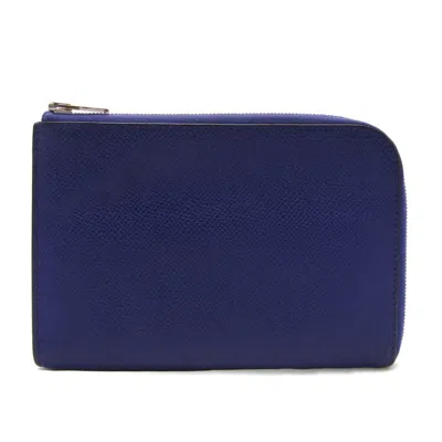 Pre-owned Hermes Royal Blue Leather Card Wallet ()