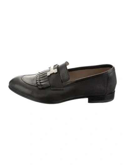 Pre-owned Hermes Royal H Logo Loafers In Black