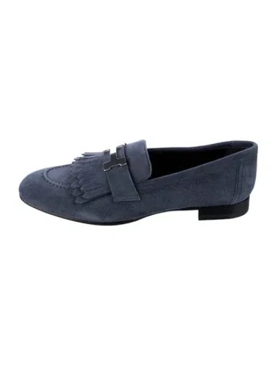 Pre-owned Hermes Royal H Logo Loafers In Blue
