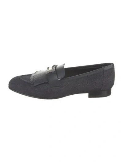 Pre-owned Hermes Royal H Logo Loafers In Blue
