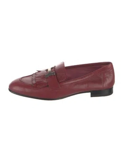 Pre-owned Hermes Royal H Logo Loafers In Red