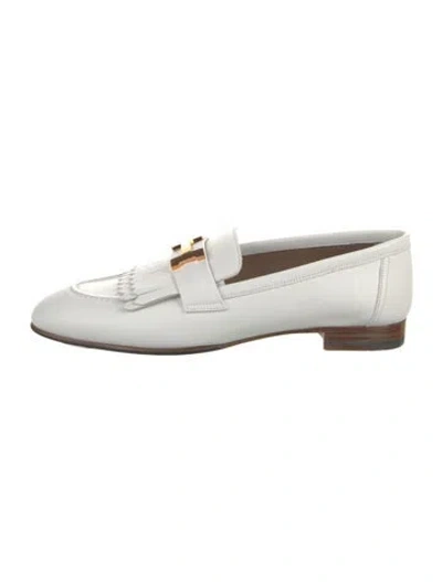 Pre-owned Hermes Royal Leather Loafers In White