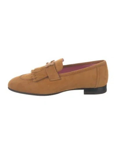 Pre-owned Hermes Royal Suede Loafers In Brown