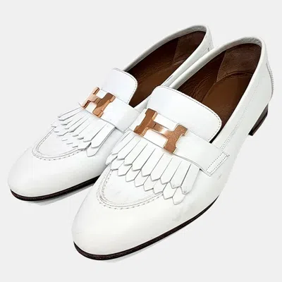 Pre-owned Hermes Hermès Royal White Leather Loafers Ghw Eu 36