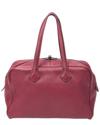 Pre-owned Hermes Hermès Ruby Clemence Leather Victoria Ii (authentic Pre-loved) In Pink