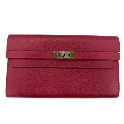 Pre-owned Hermes Ruby Epsom Leather Long Wallet (bi-fold) ()