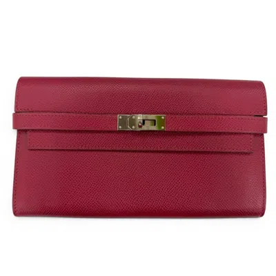 Pre-owned Hermes Ruby Epsom Leather Long Wallet (bi-fold) ()