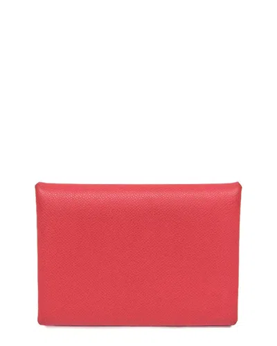 Pre-owned Hermes Hermès Ruby Leather Card Case (authentic Pre-loved)