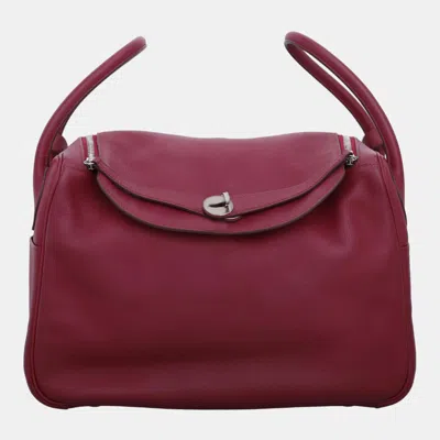 Pre-owned Hermes Ruby Swift Leather Lindy 34 Bag In Pink