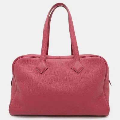 Pre-owned Hermes Ruby Taurillon Clemence Victoria 35 Bag In Pink