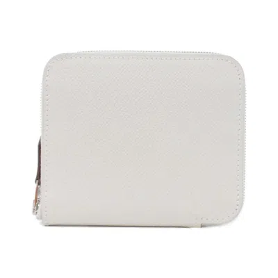 Pre-owned Hermes Ruby White Epsom Leather Silk Wallet (bi-fold) ()