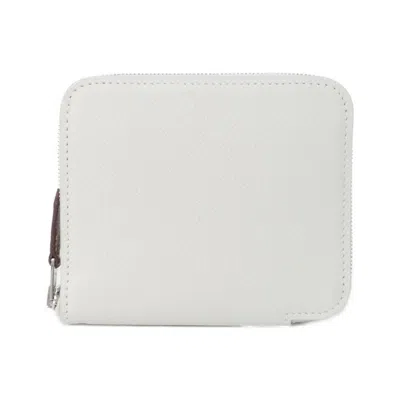 Pre-owned Hermes Ruby White Epsom Leather Silk Wallet (bi-fold) ()