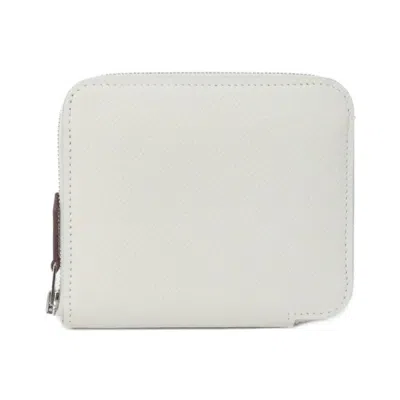 Pre-owned Hermes Ruby White Epsom Leather Silk Wallet (bi-fold) ()