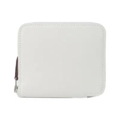 Pre-owned Hermes Ruby White Epsom Leather Silk Wallet (bi-fold) ()