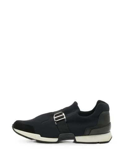 Pre-owned Hermes Run Slip-on Sneakers In Black