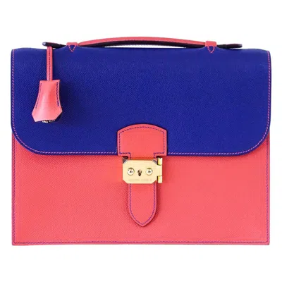 Pre-owned Hermes Sac A Depeche Hss 27 Bag Limited Edition Electric Blue Rose Jaipur Epsom In Red