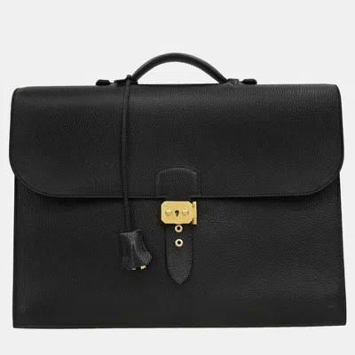 Pre-owned Hermes Sac A Depeches 38 Black Ardennes Handbag