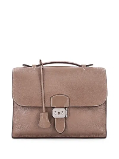 Pre-owned Hermes Sac A Depeches Bag Togo 27 Satchel In Gray
