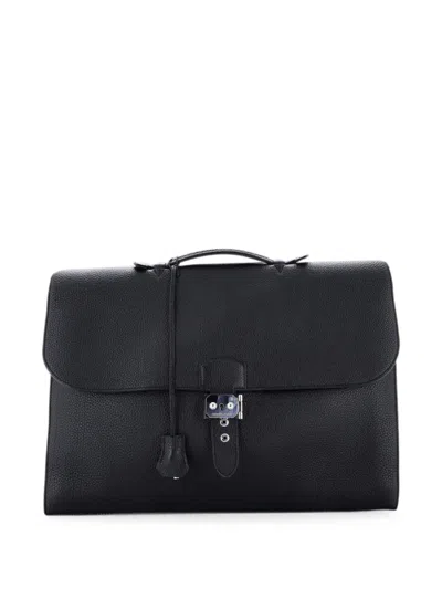 Pre-owned Hermes Sac A Depeches Bag Togo 41 Business Bag In Black