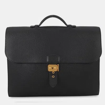 Pre-owned Hermes Sac A Depeches Black Togo Leather Size 38