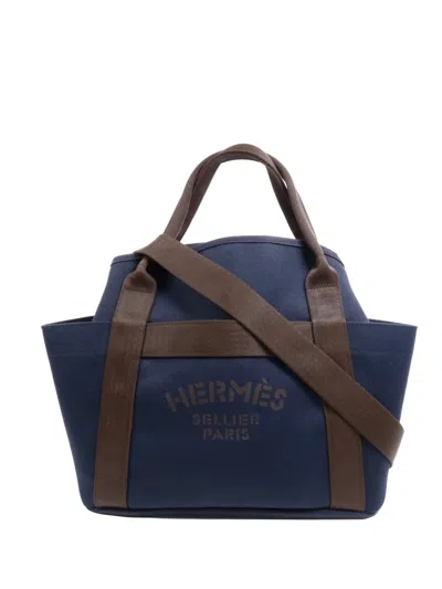 Pre-owned Hermes Sac De Pansage Groom Tote Bag In Blue