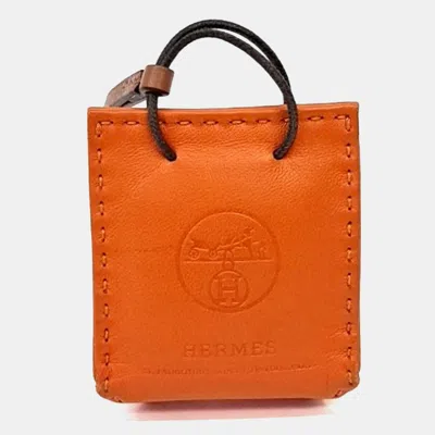 Pre-owned Hermes Hermès Sac Orange Leather Bag Charm (z)
