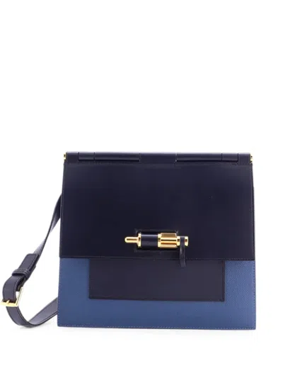 Pre-owned Hermes Sacabar Epsom And Swift 24 Shoulder Bag In Blue