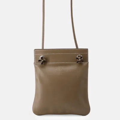 Pre-owned Hermes Sack Aline Etoupe Swift Leather Size Mini In Brown