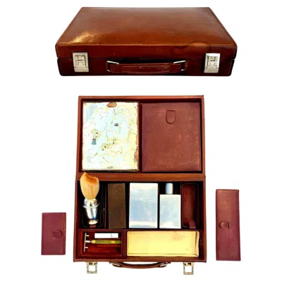 Pre-owned Hermes Hermès Saddle Leather Shaving Case, 1950s France In Brown