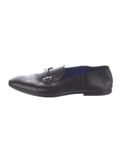 Pre-owned Hermes Saga Leather Loafers In Black