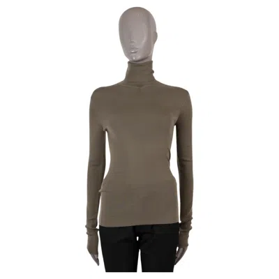 Pre-owned Hermes Sage Green Cashmere Fine-knit Turtleneck Sweater 40 M