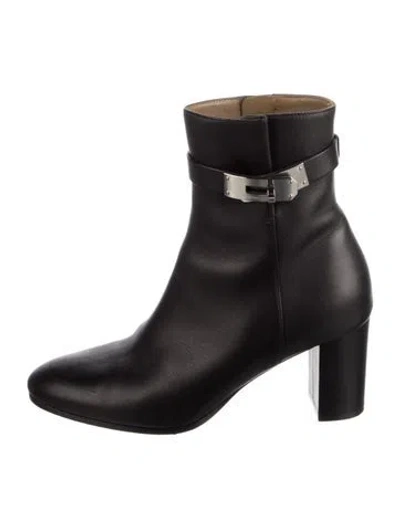 Pre-owned Hermes Saint Germain Leather Boots In Black