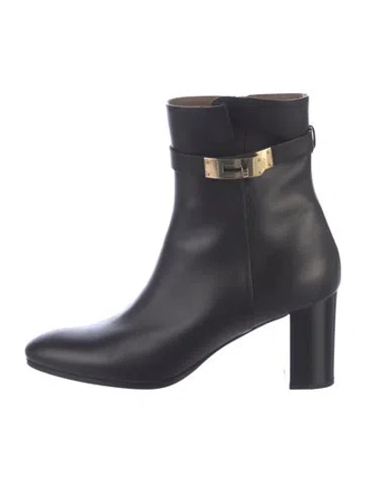 Pre-owned Hermes Saint Germain Leather Boots In Black