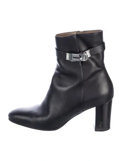 Pre-owned Hermes Saint Germain Leather Boots In Blue