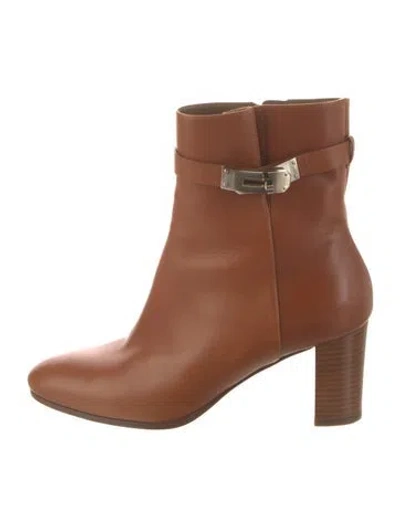Pre-owned Hermes Saint Germain Leather Boots In Brown