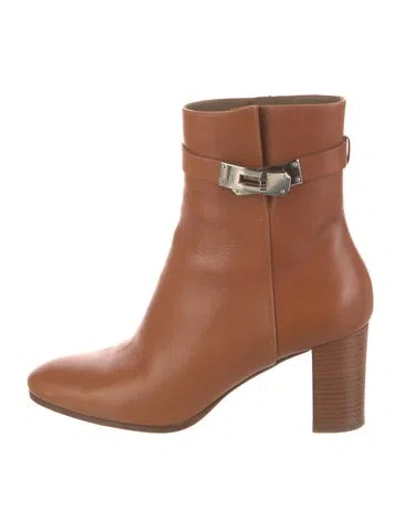 Pre-owned Hermes Saint Germain Leather Boots In Brown