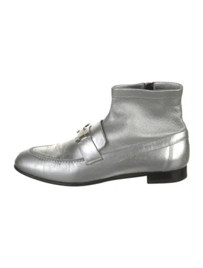 Pre-owned Hermes Saint Honore H Logo Boots In Silver