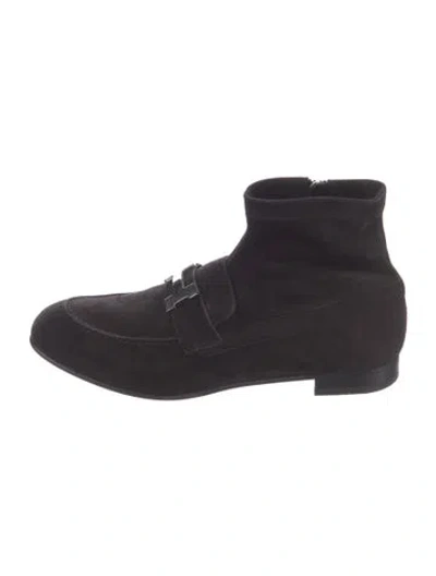 Pre-owned Hermes Saint Honore H Logo Lace-up Boots In Black