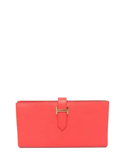 Pre-owned Hermes Hermès Salmon Pink Epsom Leather Bi-fold Wallet (authentic Pre-loved)
