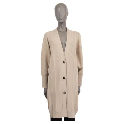 Pre-owned Hermes Sand Beige Wool 2020 Voyage Knit Coat Jacket 34 Xxs In Brown