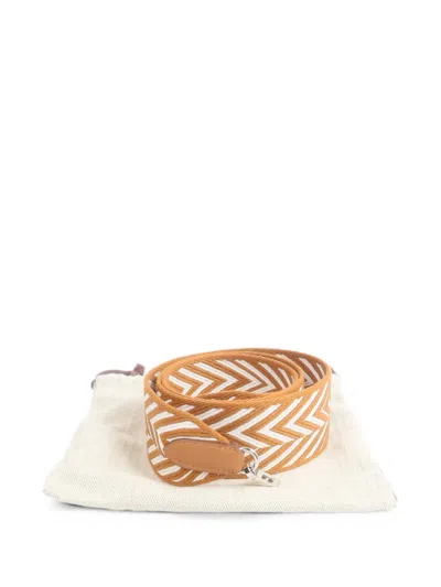 Pre-owned Hermes Sangle Zigzag Bag Strap In Neutral
